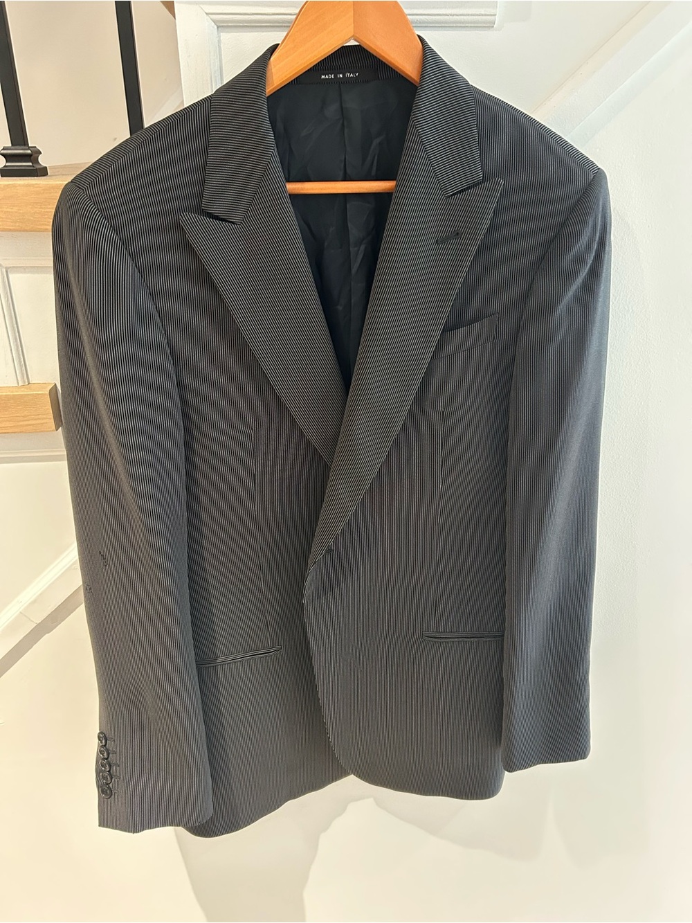 Giorgio Armani Charcoal Pinstripe Suit Jacket